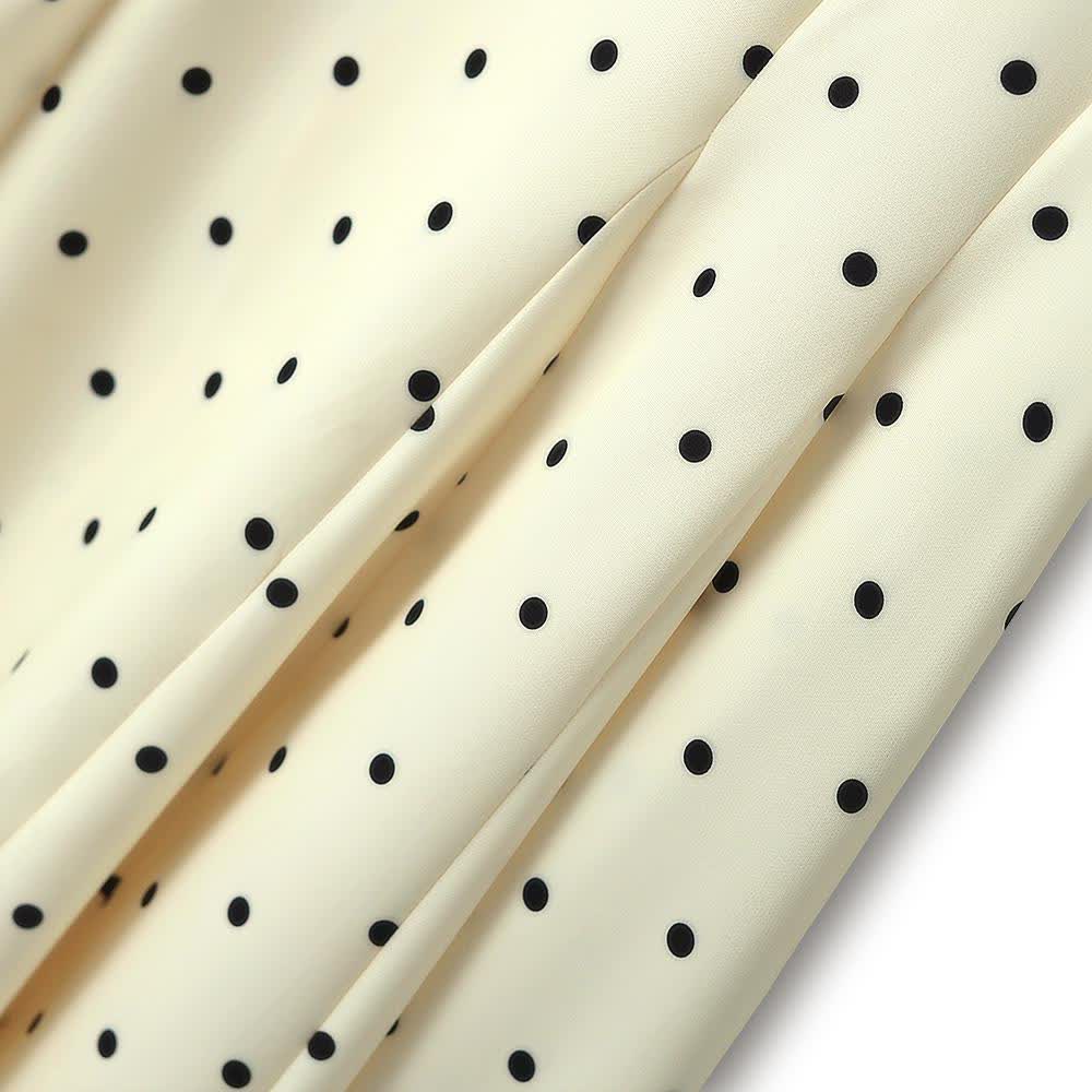Robe midi grande taille à pois et col en dentelle - image 4