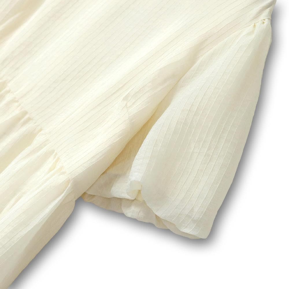 Robe midi à manches bouffantes en mélange Tencel texturé - image 2
