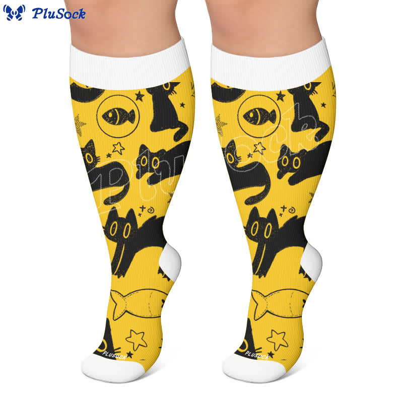 Chaussettes de compression grandes tailles Color Pop Cat - image 5
