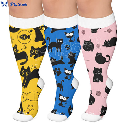 Chaussettes de compression grandes tailles Color Pop Cat - image 0