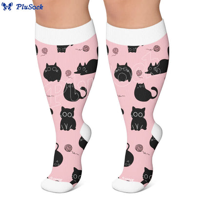 Chaussettes de compression grandes tailles Color Pop Cat - image 7