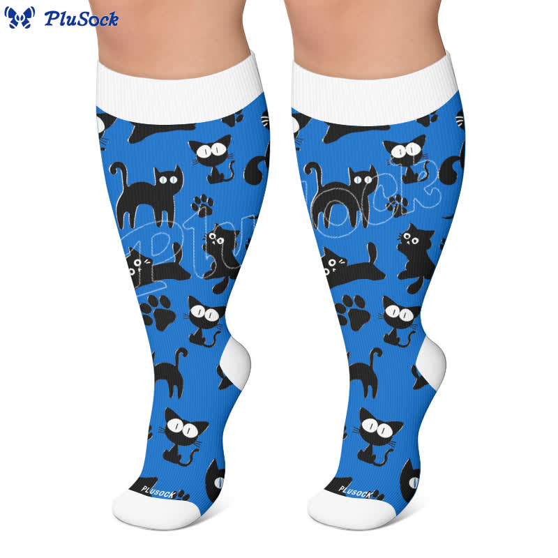 Chaussettes de compression grandes tailles Color Pop Cat - image 6