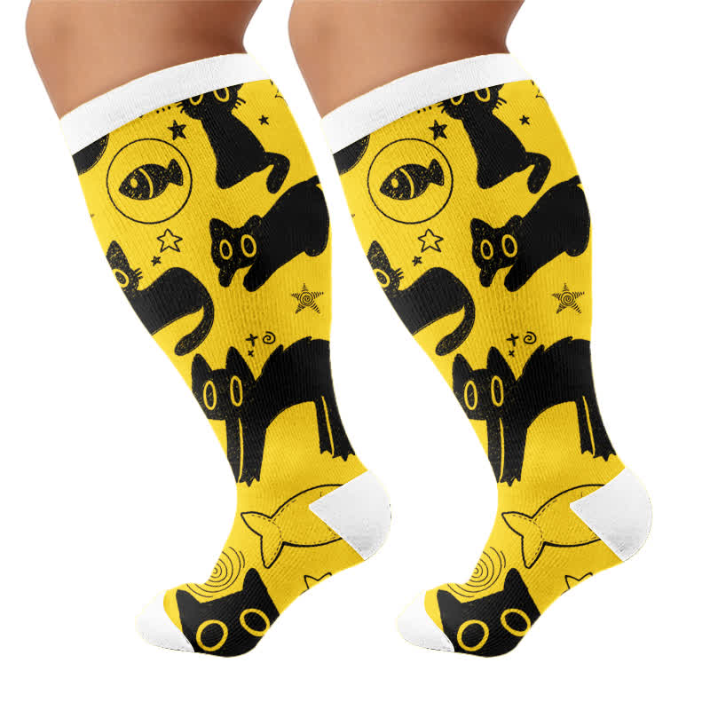 Chaussettes de compression grandes tailles Color Pop Cat - image 8