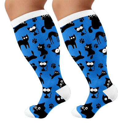 Chaussettes de compression grandes tailles Color Pop Cat - image 9