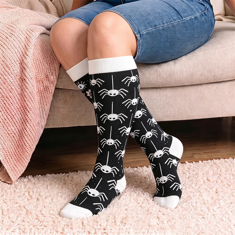 Chaussettes de compression fantaisie roses et violettes grandes tailles - Noir (1 paire) - 4XL - image 2