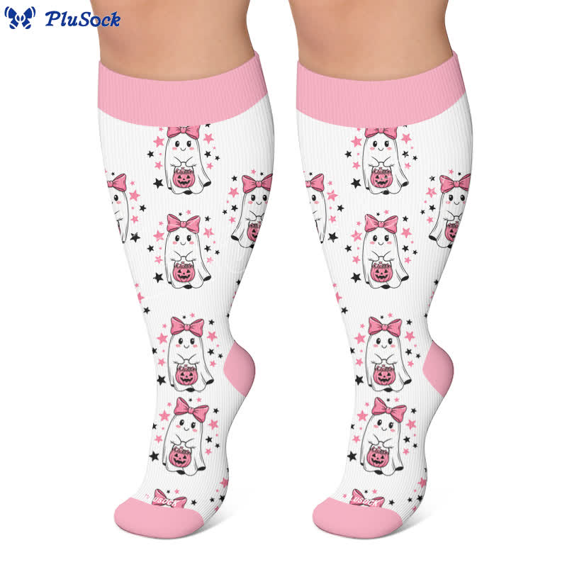 Chaussettes de compression fantaisie roses et violettes grandes tailles - image 5