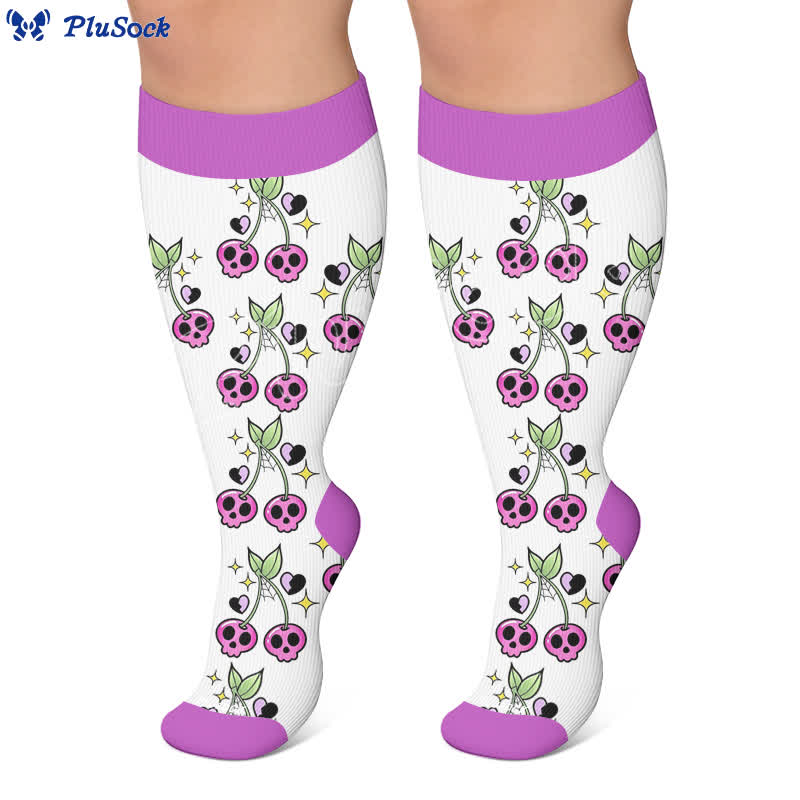 Chaussettes de compression fantaisie roses et violettes grandes tailles - image 7