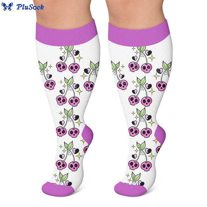 Chaussettes de compression fantaisie roses et violettes grandes tailles - image 7