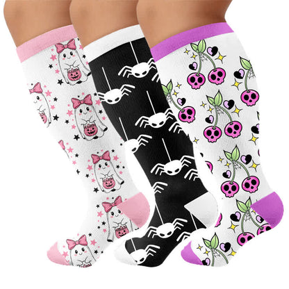Chaussettes de compression fantaisie roses et violettes grandes tailles - Multicolore (3 paires) - 4XL - image 4