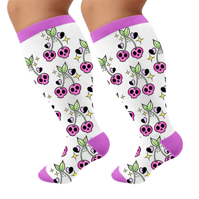 Chaussettes de compression fantaisie roses et violettes grandes tailles - image 10