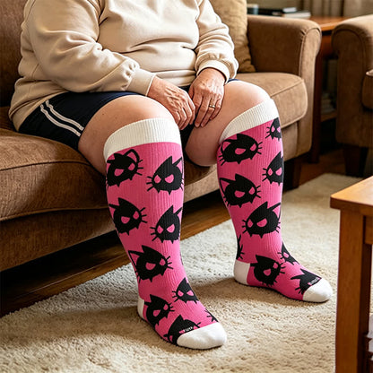 Chaussettes de compression alternatives grandes tailles à motifs de dessins animés - Rose (1 paire) - 4XL - image 3