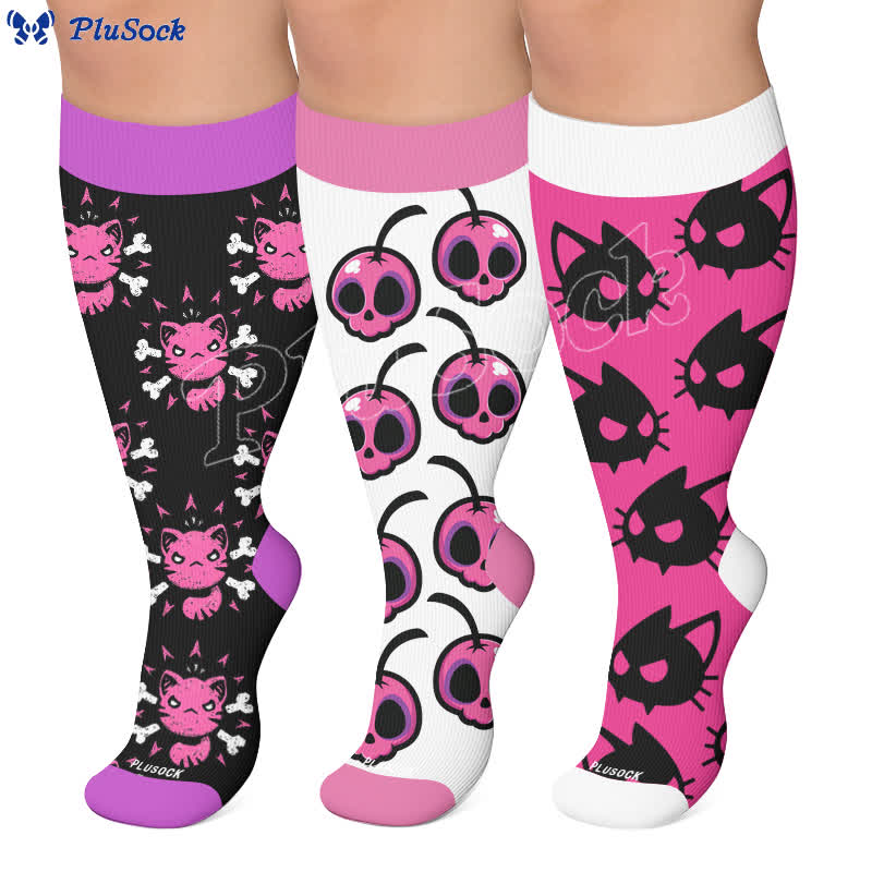 Chaussettes de compression alternatives grandes tailles à motifs de dessins animés - image 0