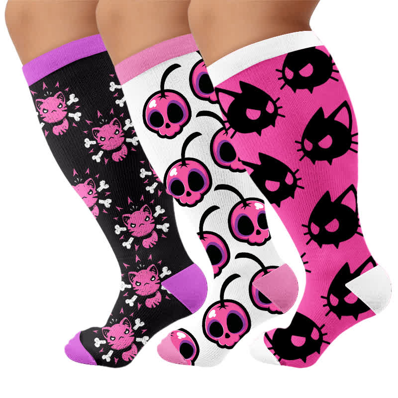 Chaussettes de compression alternatives grandes tailles à motifs de dessins animés - Multicolore (3 paires) - 4XL - image 4