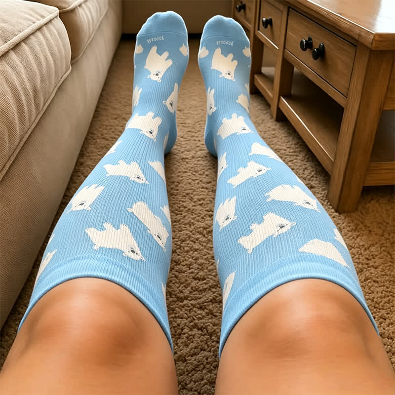 Chaussettes de compression grandes tailles à motifs fleurs et animaux. - image 1