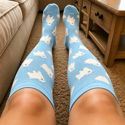 Chaussettes de compression grandes tailles à motifs fleurs et animaux. - image 1