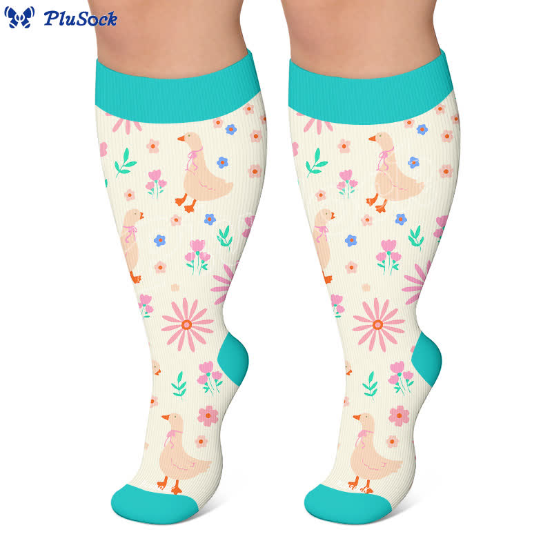 Chaussettes de compression grandes tailles à motifs fleurs et animaux. - image 6
