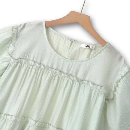 Blouse grande taille à volants en Tencel et manches papillon - image 1