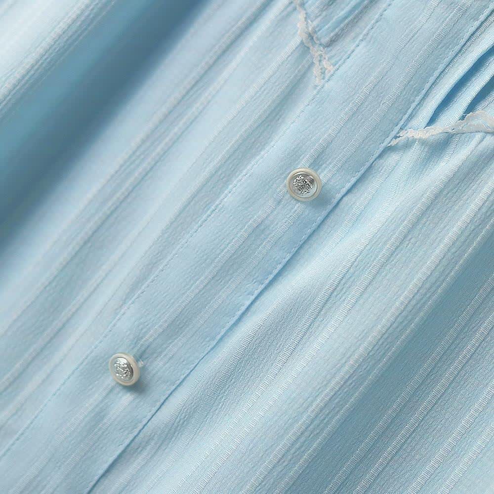 Robe grande taille bleue à col contrastant, nœud papillon et ourlet à volants - image 5