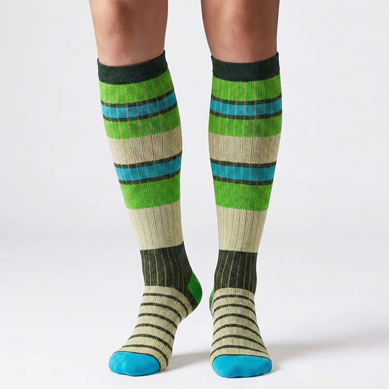 Chaussettes de compression à rayures colorées (6 paires) - image 2