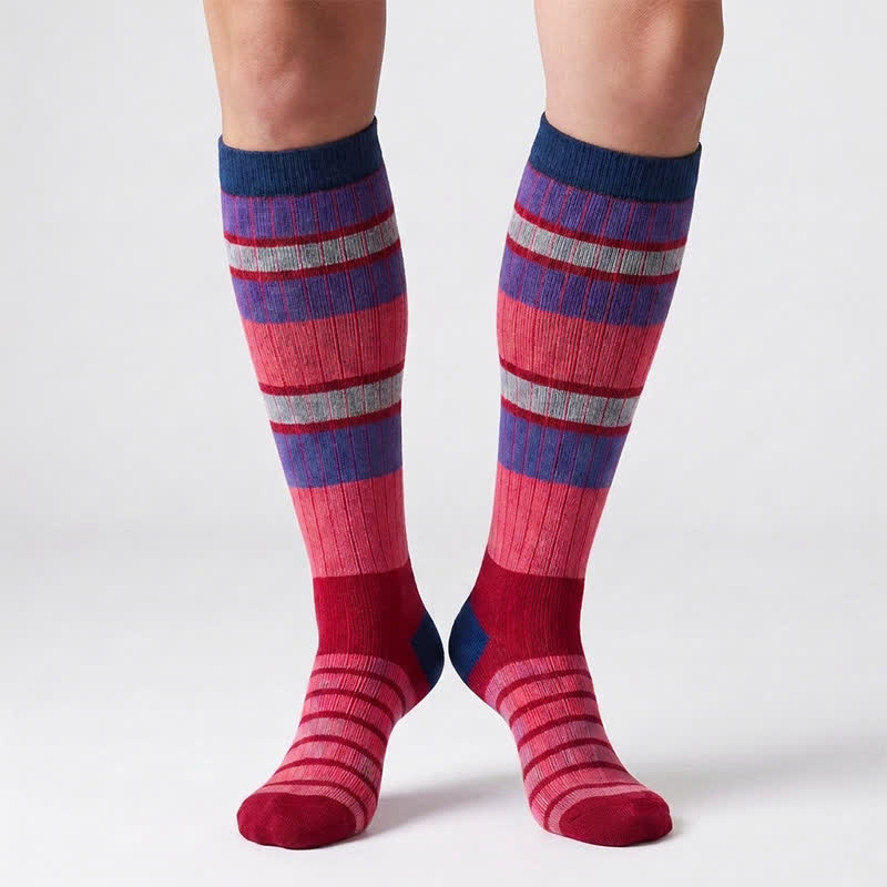 Chaussettes de compression à rayures colorées (6 paires) - image 1