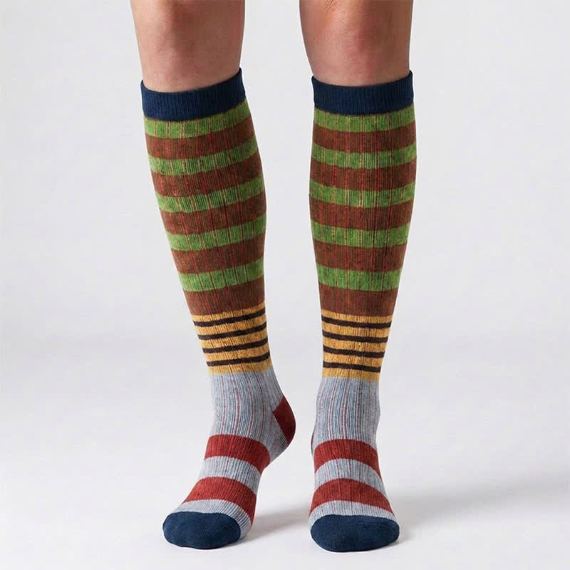 Chaussettes de compression à rayures colorées (6 paires) - image 5