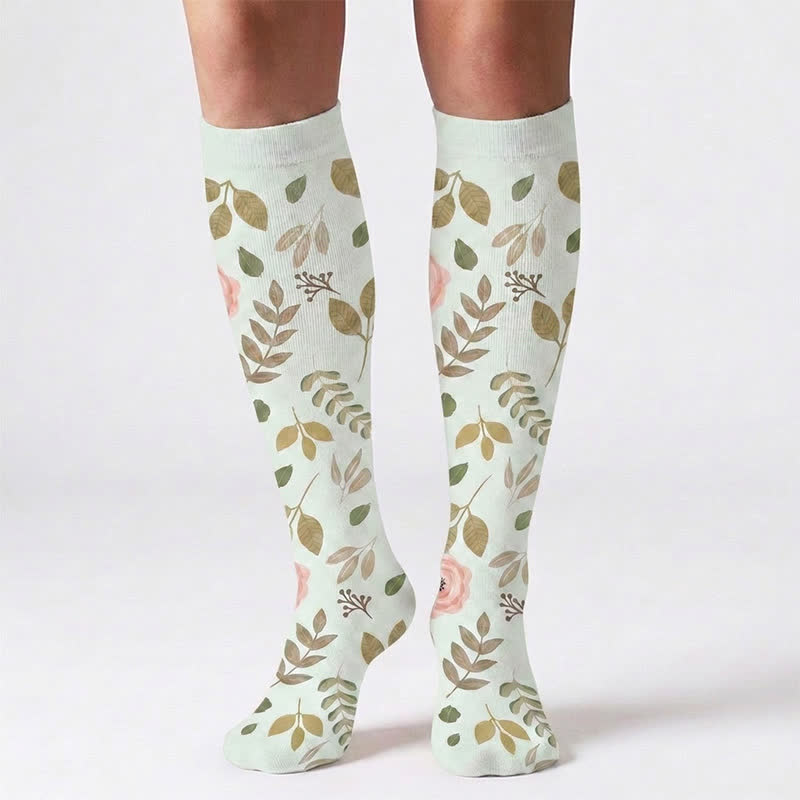 Chaussettes de compression à motif de fleurs et de feuilles (6 paires) - image 5