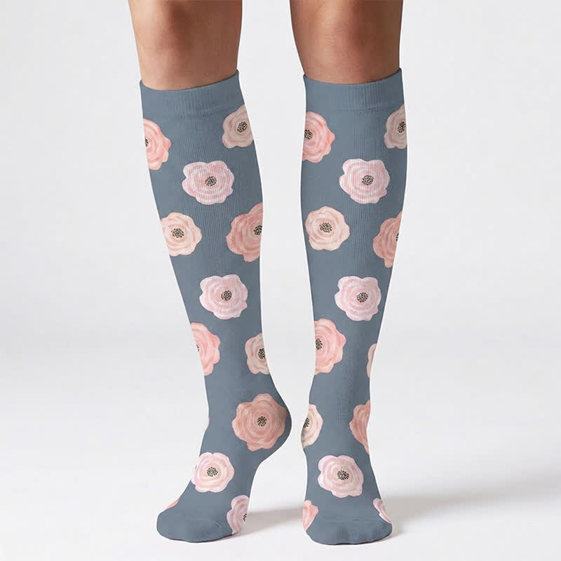 Chaussettes de compression à motif de fleurs et de feuilles (6 paires) - image 4