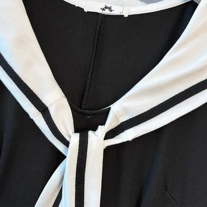 Robe midi grande taille à col marin en mélange de coton - image 1