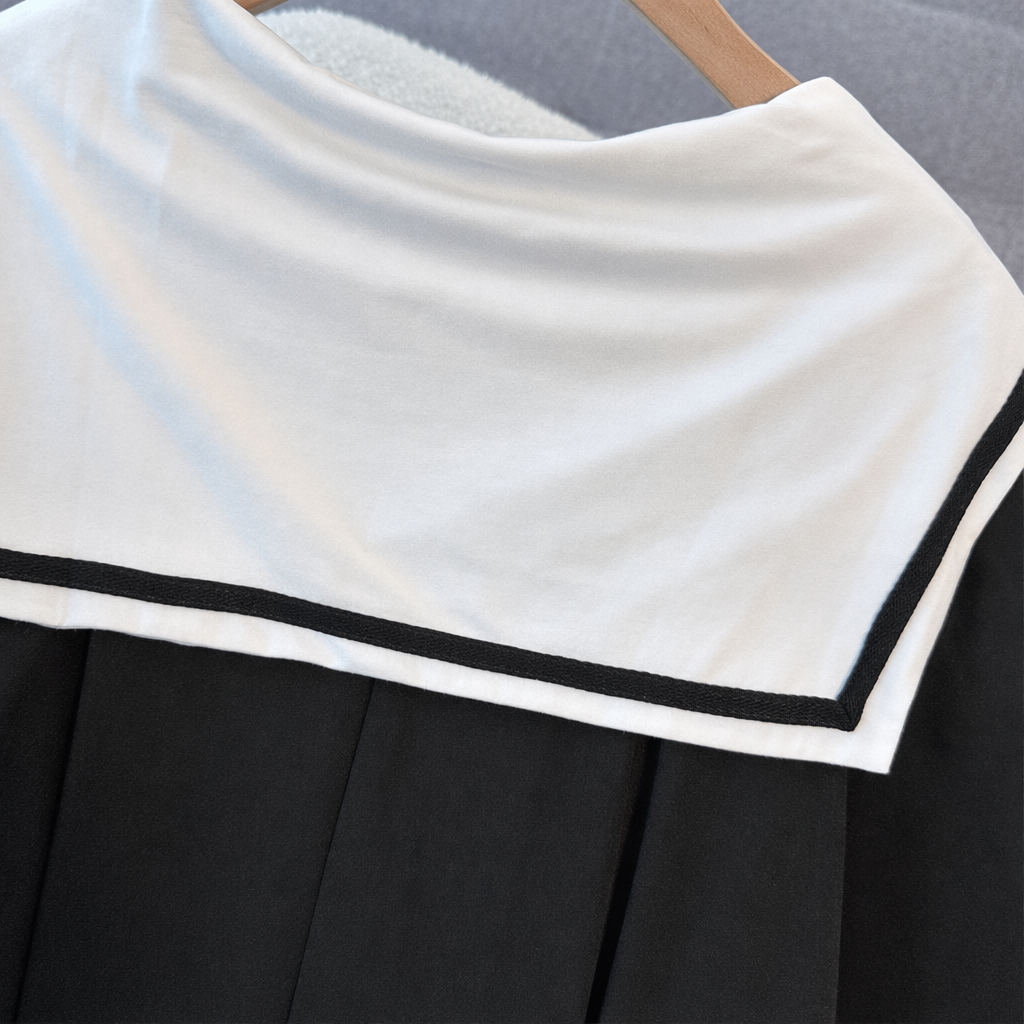 Robe midi grande taille à col marin en mélange de coton - image 3