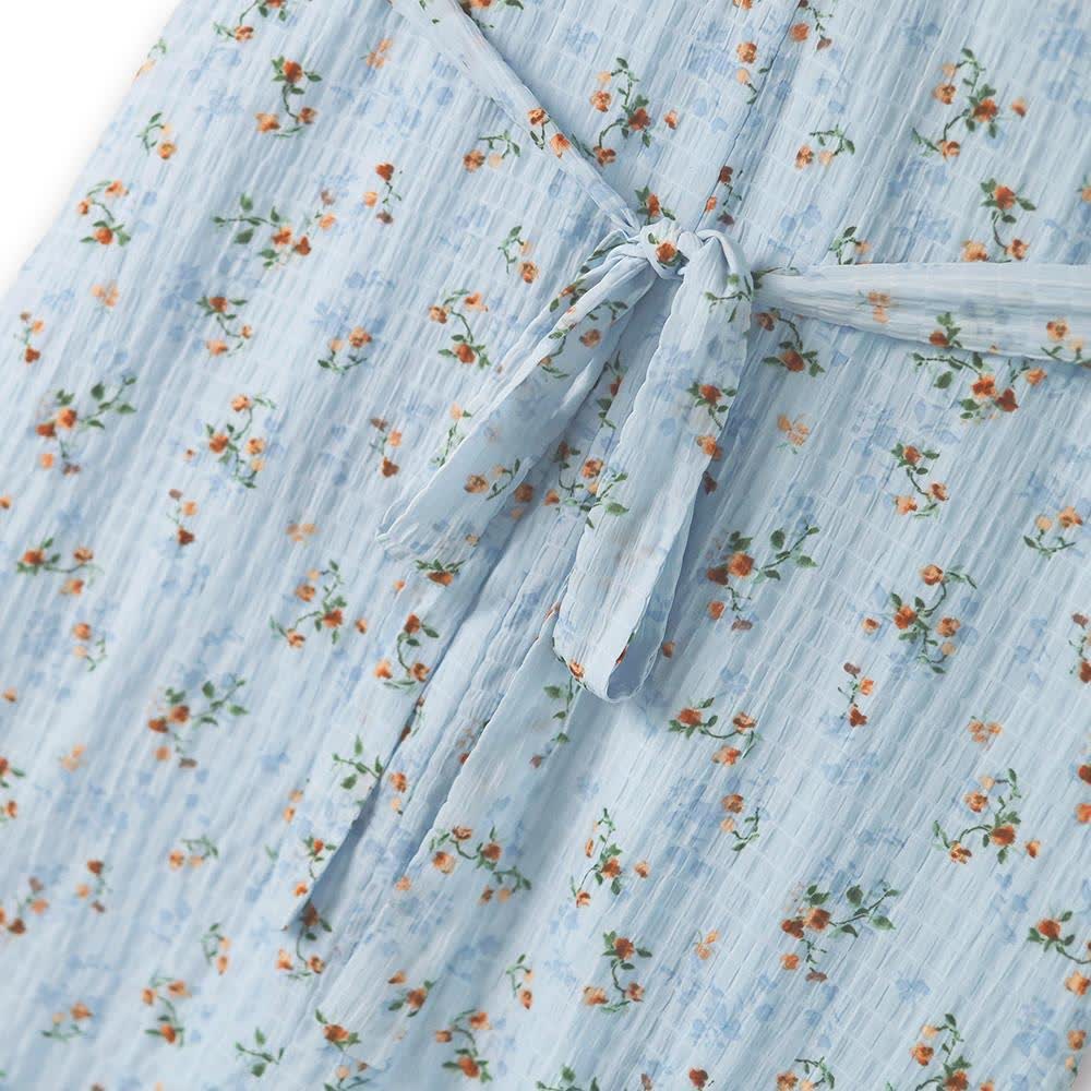 Robe midi à manches bouffantes bleues à fleurs grande taille - image 3