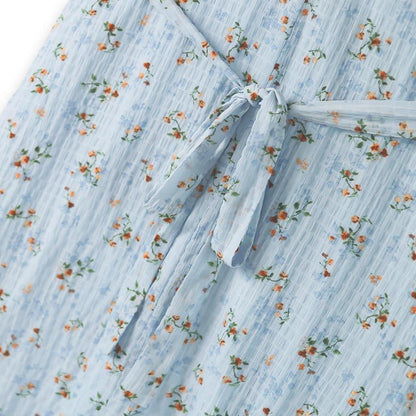 Robe midi à manches bouffantes bleues à fleurs grande taille - image 3