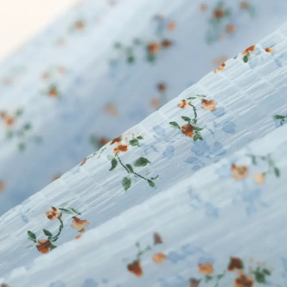 Robe midi à manches bouffantes bleues à fleurs grande taille - image 4