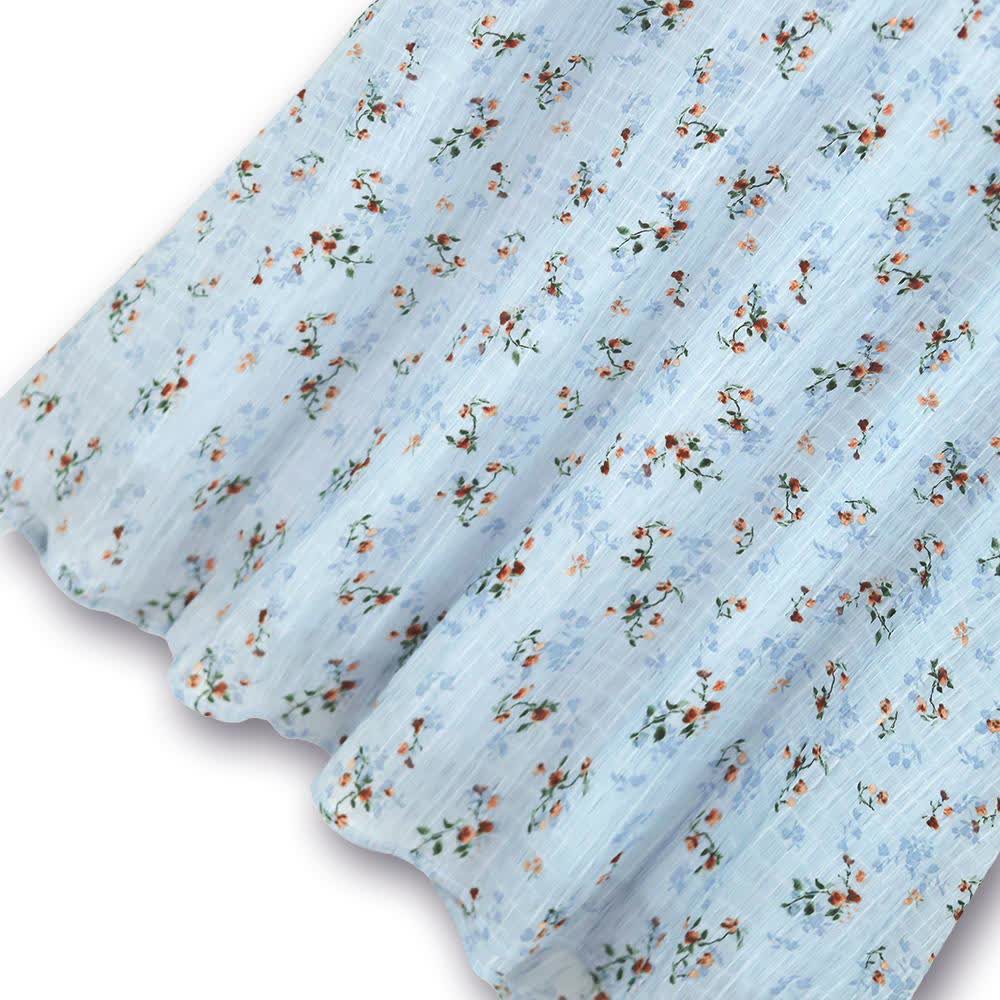 Robe midi à manches bouffantes bleues à fleurs grande taille - image 2