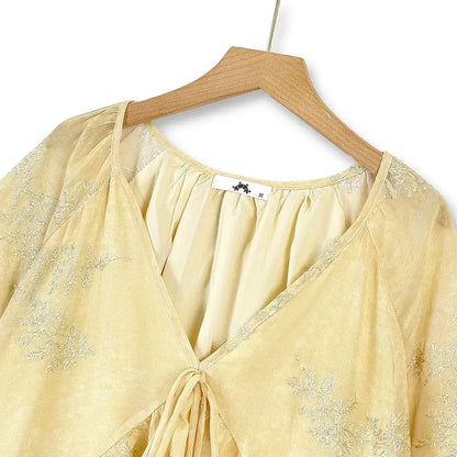 Ensemble jupe maxi et haut cape jaune à fleurs grande taille - image 1