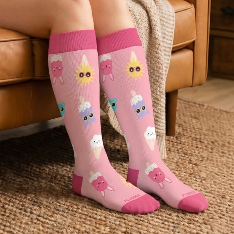 Chaussettes de compression grandes tailles à imprimé capybara et chien - image 2