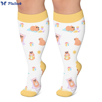 Chaussettes de compression grandes tailles à imprimé capybara et chien - image 7
