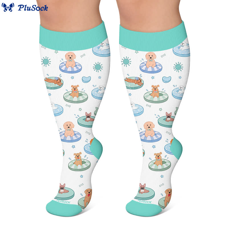Chaussettes de compression grandes tailles à imprimé capybara et chien - image 5
