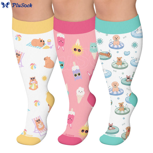 Chaussettes de compression grandes tailles à imprimé capybara et chien - image 0