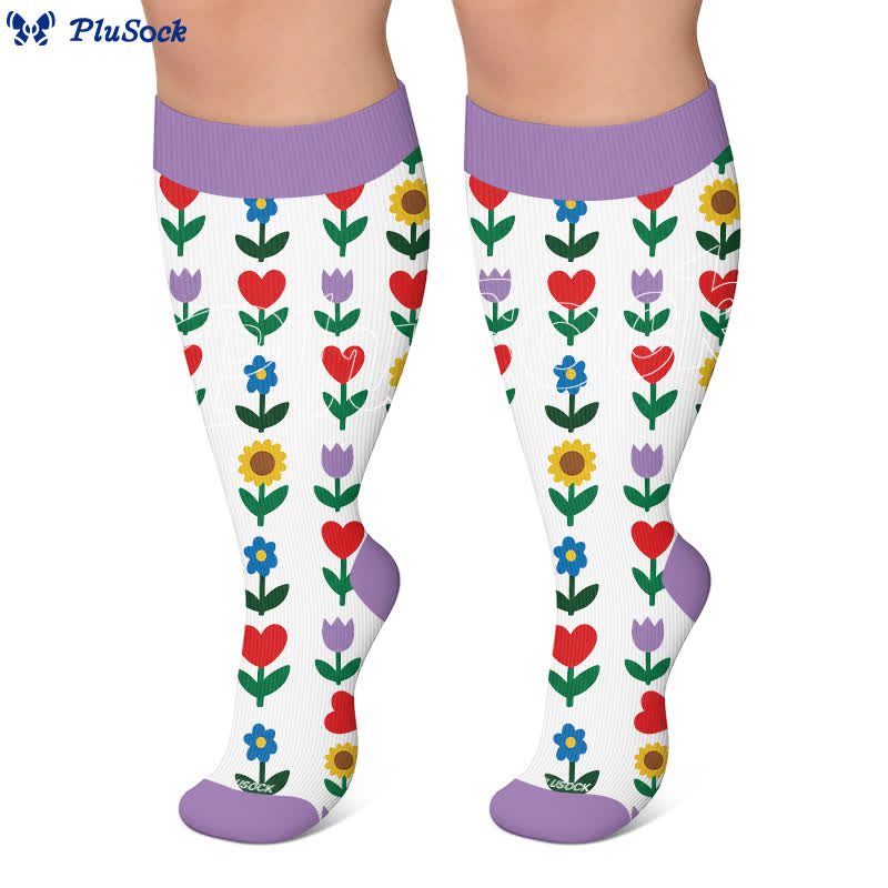 Chaussettes de compression grandes tailles Pastel Daisy - image 7