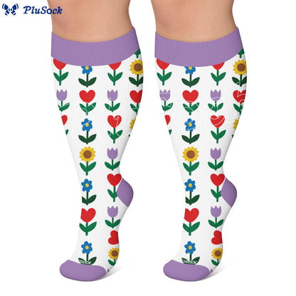 Chaussettes de compression grandes tailles Pastel Daisy - image 7
