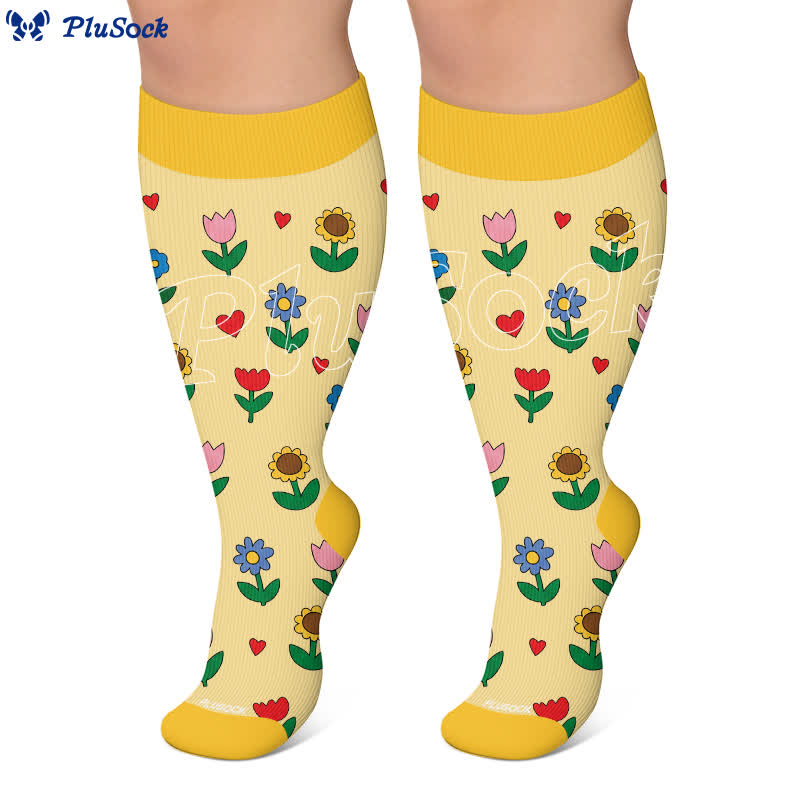 Chaussettes de compression grandes tailles Pastel Daisy - image 6