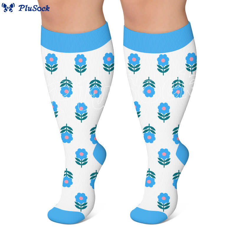 Chaussettes de compression grandes tailles Pastel Daisy - image 5