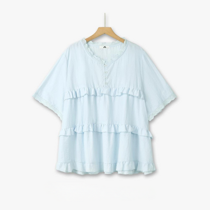 Ensemble de détente grande taille en bambou mélangé avec bordure en dentelle - Blouse - 6XL - image 5