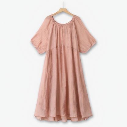 Robe mi-longue empire rose texturée grande taille - Rose - 6XL - image 0