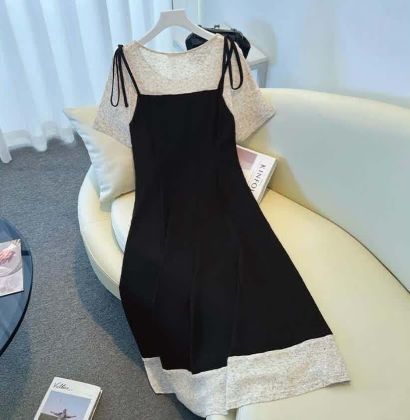 Robe midi à bretelles nouées et volants pour grandes tailles - image 1