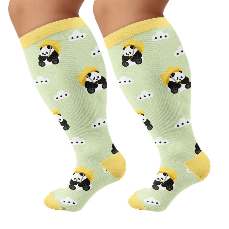 Chaussettes de compression grande taille à motif panda chat chien - Vert - 4XL - image 10