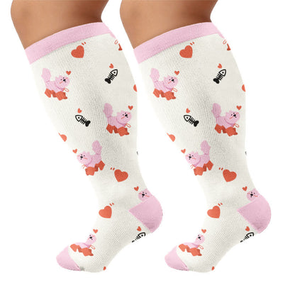 Chaussettes de compression grande taille à motif panda chat chien - Rose - 4XL - image 8
