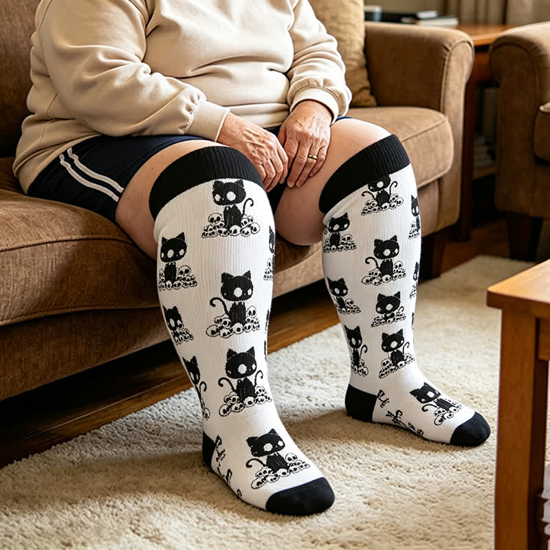 Chaussettes de compression grande taille Skull Moon Cat - image 2