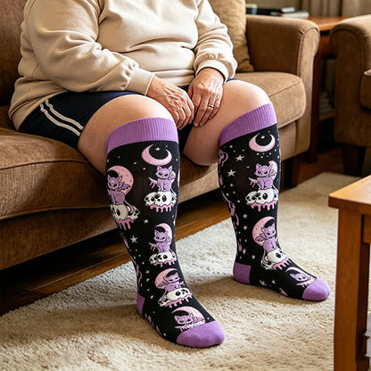 Chaussettes de compression grande taille Skull Moon Cat - image 1