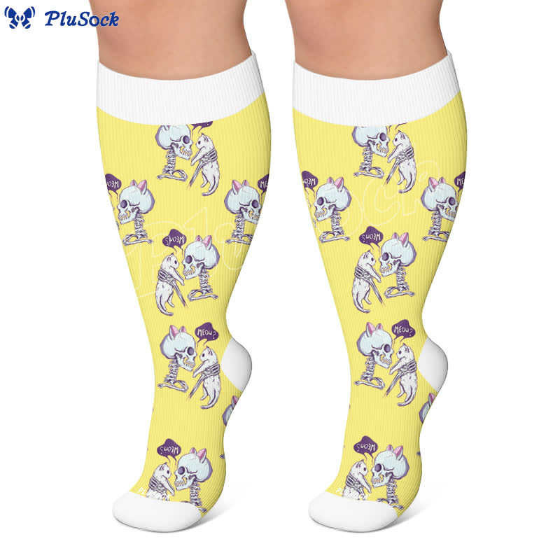 Chaussettes de compression grande taille Skull Moon Cat - image 7